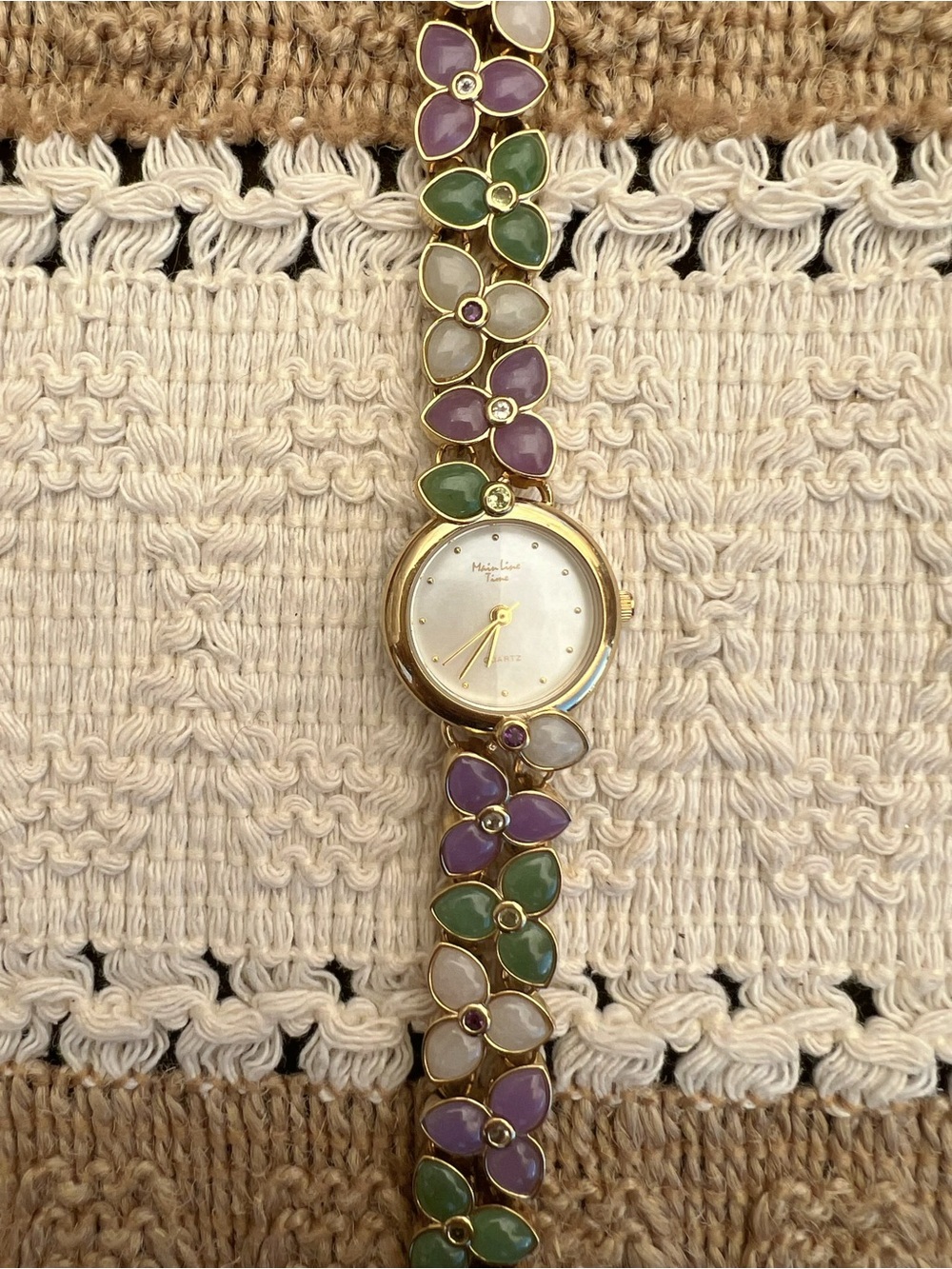 Vintage Main Line Time floral bracelet watch